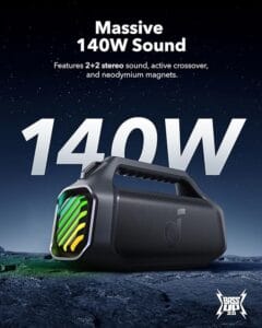  Bocina portatil soundcore Boom 2 Pro A3134 de 140W resistente al agua IP68 color negro en El Salvador Mosqueteros Store