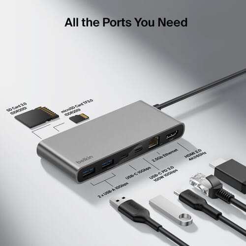 hub-usb-c-belkin-8-en-1-inc024 Hub usb c Belkin INC024 8 en 1 ethernet 2.5gb hdmi 4k 60hz El Salvador Mosqueteros Store