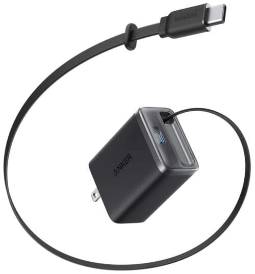 Cargador retractil Anker Nano 35W dual USB-C cable integrado InstaCord El Salvador Mosqueteros Store