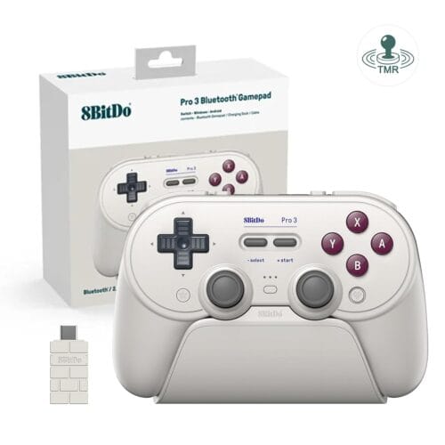 Control nintendo switch inalámbrico 8BitDo Pro 3 con joysticks TMR y base de carga en Mosqueteros Store.