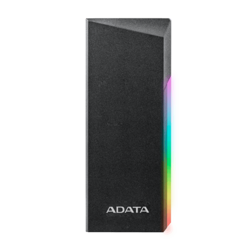 ADATA USB flash drive, tall black rectangular with a colorful edge, brand visible at the bottom.