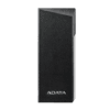 Tall black ADATA portable SSD standing upright with subtle silver edges at the sides