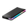 Black ADATA portable SSD with RGBLED edge lighting on the side.