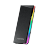 Black ADATA USB flash drive with RGB light strip along the edge for a colorful accent