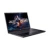 Acer Nitro gaming laptop open, displaying a space-themed wallpaper with stars and a bold 'acer nitro' text on the screen