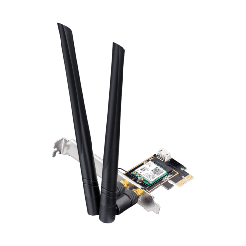 WE3000-L2_c8abb536-f892-4ac1-b804-d08c2bee94c7 PCIe wireless network adapter with two black external antennas for desktop PCs