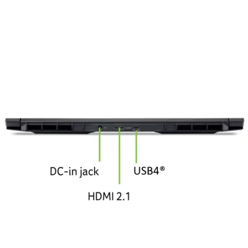 acer-nitro-v-16s-ai-anv16s-41_nh.qzysg.003_1_2 Side view of a laptop displaying DC-in jack, USB4 port, and HDMI 2.1 port.