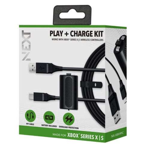 cargador-de-control-xbox-series-next-kit Kit Carga y Juega NEXT con batería y cable como cargador de control xbox Series X en Mosqueteros Store.