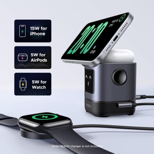 71LlQ6ox15L._AC_SL1500_ UGREEN - Cargador Inalámbrico Magnético UNO 2 en 1 Qi2 15W