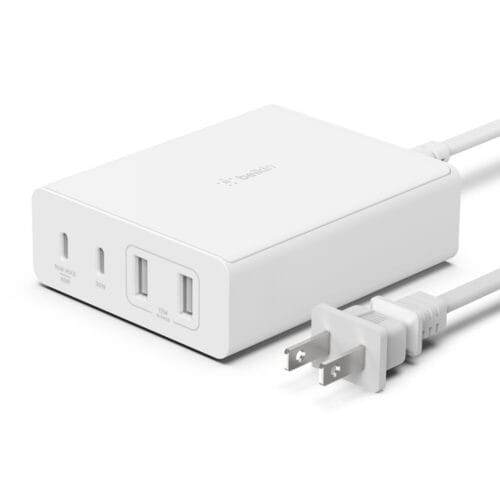 53c90a576be5627e_WCH010dqWH_Belkin+1_MPW253_4-PortUsbCGaNWallCharger108W_Hero_Front_Angle_Web Belkin - BoostCharge Pro 108W GaN – Cargador de 4 Puertos USB-C/USB-A