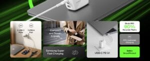 Cargador Belkin 70W GaN para laptop smartphone y tablet