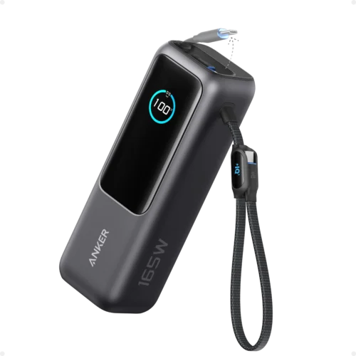 Anker - Power Bank 25000mAh 165W con cables USB-C integrados – Space Black A1695H11