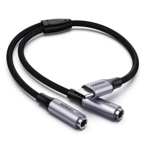 CABLE AUDIO USB-C A 3.5MM DOBLE 25CM PLATEADO AV14 UGREEN A66805