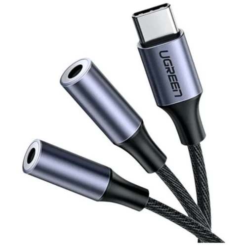 CABLE AUDIO USB-C A 3.5MM DOBLE 25CM PLATEADO AV14 CABLE AUDIO USB-C A 3.5MM DOBLE 25CM PLATEADO AV14 UGREEN A66805