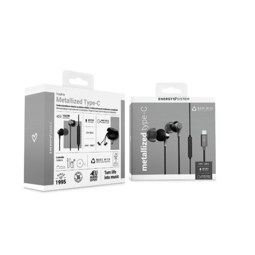 Energy Sistem - Auriculares con cable Metallized Type C USB-C – Graphite Energy Sistem - Auriculares con cable Metallized Type C USB-C – Graphite Energy Sistem HE6526